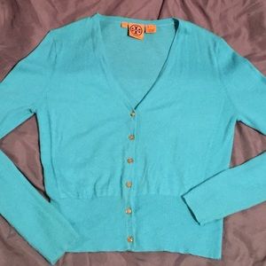 Tory Burch Turquoise Cardigan Sweater M AUTHENTIC